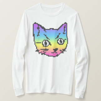 CAMISA DE MANGA LONGA COM ARTE PIXEL DE GATO VIDEO