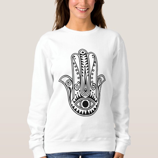 Camisa de manga longa com manga de Hamsa, de uso f (Frente)