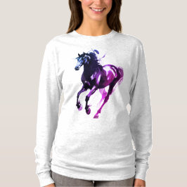 Camisa de manga longa com pintura de cavalo