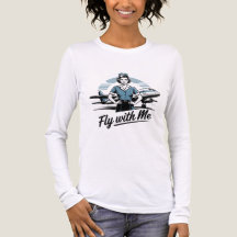 Camisa de manga longa com tema de aeromoça escandi