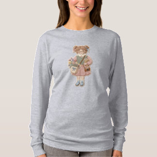 Camisa de Manga Longa Cottagecore Girl,