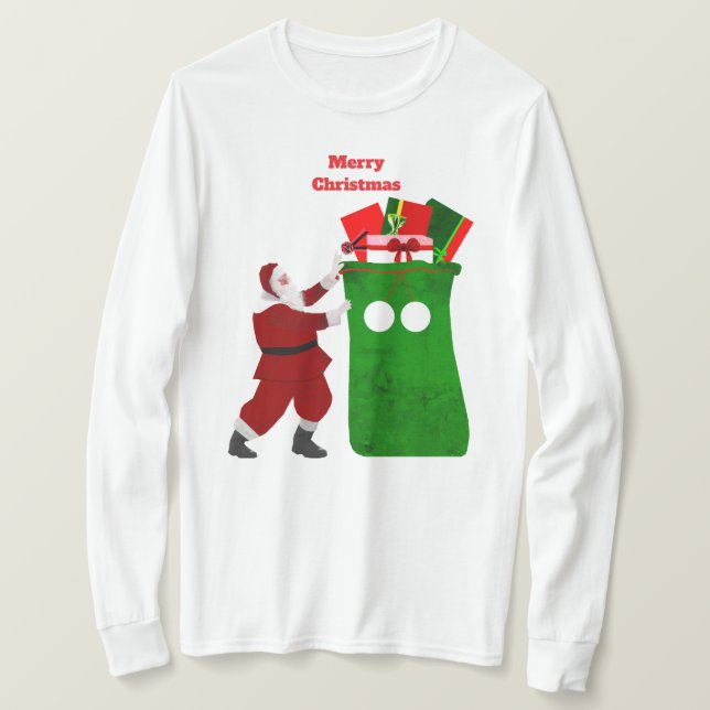 Camisa de Manga Longa Feliz Natal (Frente do Design)