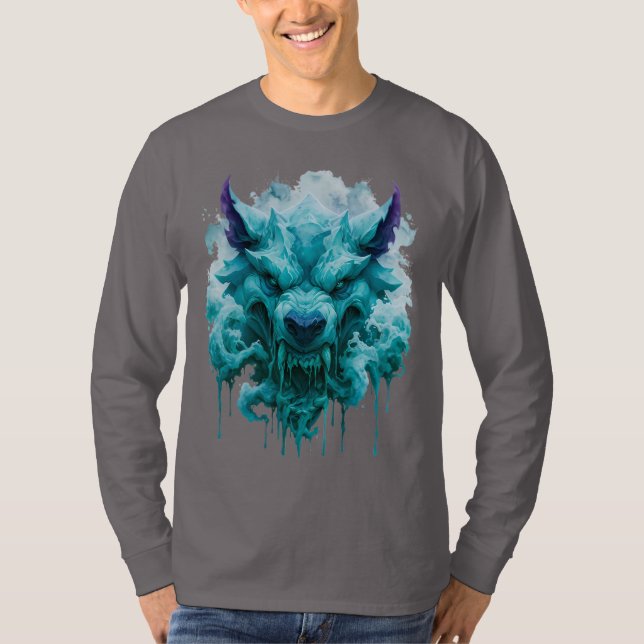 Camisa de Manga Longa Ice Wolf Fantasy (Frente)