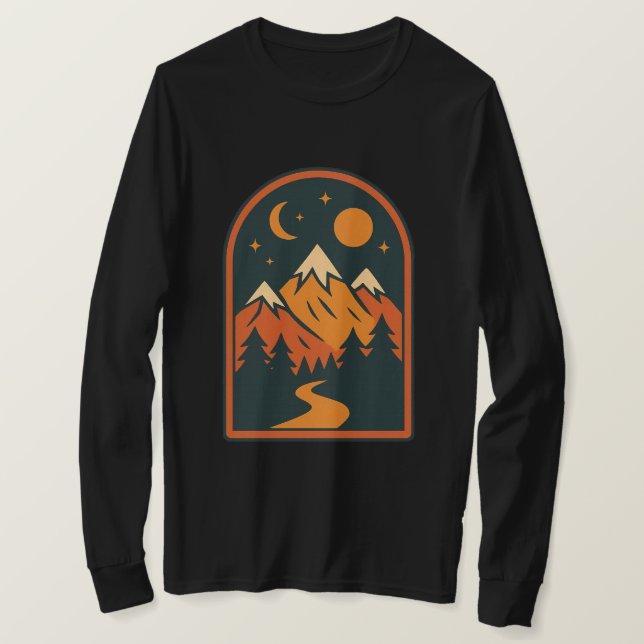 Camisa de Manga Longa Masculina Paisagem Celestial (Frente do Design)