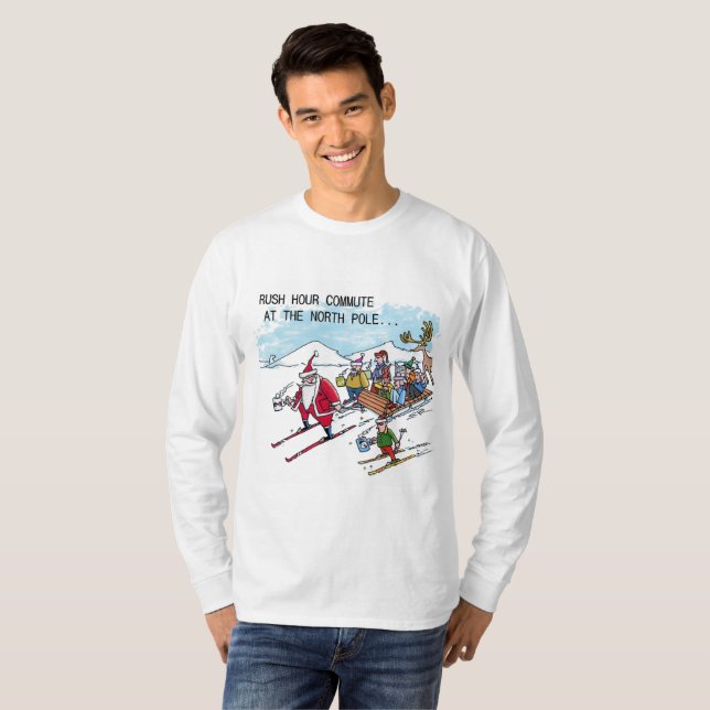 camisa de manga longa North Pole Rush Hour (Frente Completa)