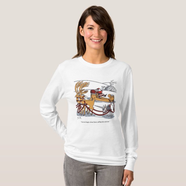 Camisa de manga longa para mulheres Unicorn Reinde (Frente Completa)