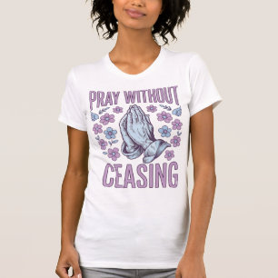 Camisa de Mãos em Oração Floral Reze Sem Cessar_1