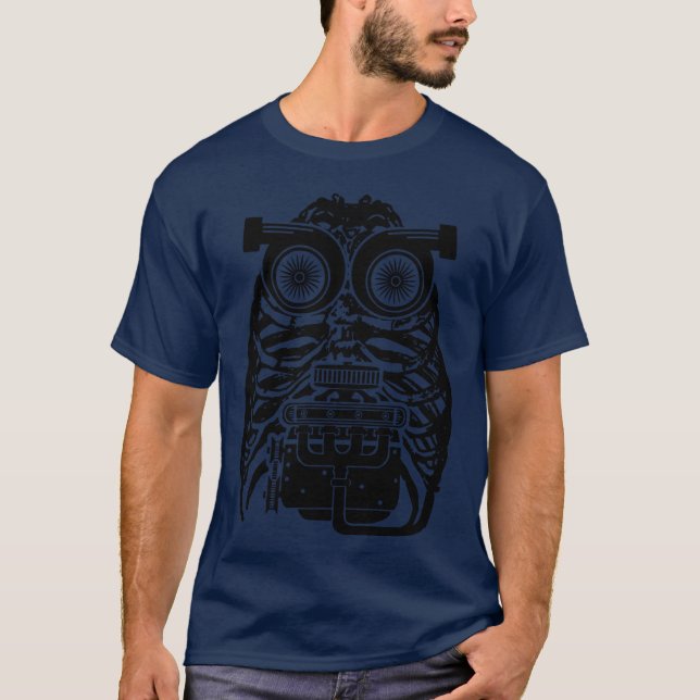 Camisa de mecânico de carro Engenheiro Esqueleto M (Frente)