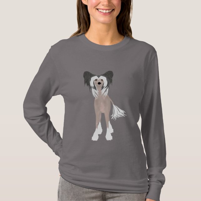 Camisa de Mel Longa de Cães Deitada Chinesa (Frente)