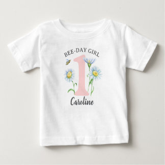 Camisa de Menina no Bee-Day com Rosas e Margaridas