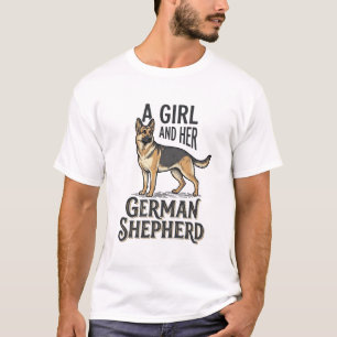 Camisa de Menina Pastor Alemão Design Vintage Aman