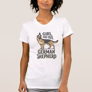Camisa de Menina Pastor Alemão Design Vintage Aman