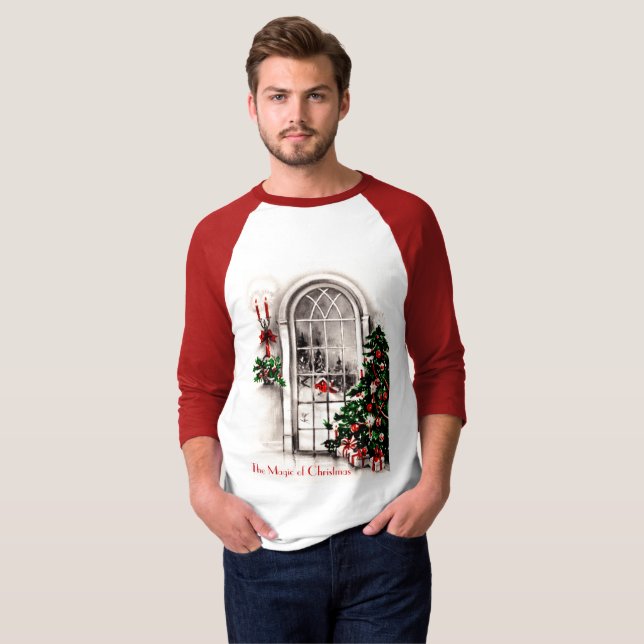 Camisa de Mens da Janela de Natal (Frente Completa)