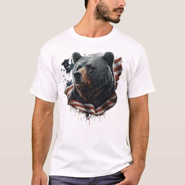 Camisa de Miau de Gato de Urso Patriótico (Frente)