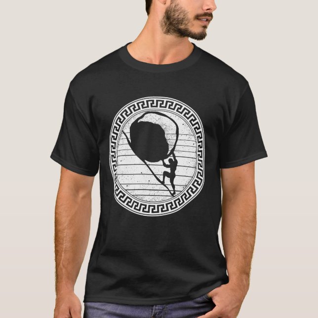 Camisa De mitologia Grega, Design De Sisyphus Vint (Frente)