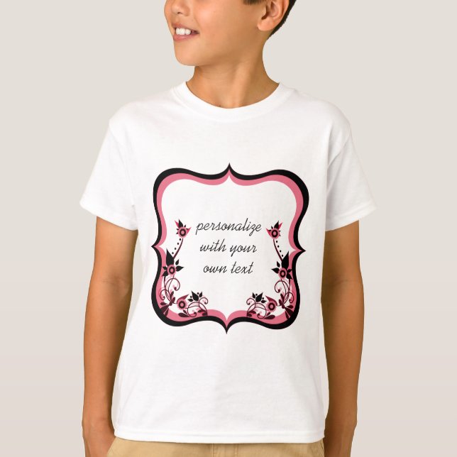 Camisa de moça de quadro floral, rosa (Frente)