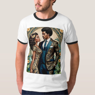 Camisa de Moda do Ornamentado preto-e-regal