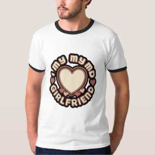 Camisa de Moldura de Coração Eu Amo Minha Namorada