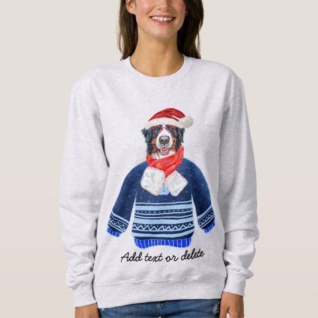 Camisa de Moletom Bernese Dog Ugly Christmas Dog M (Frente)