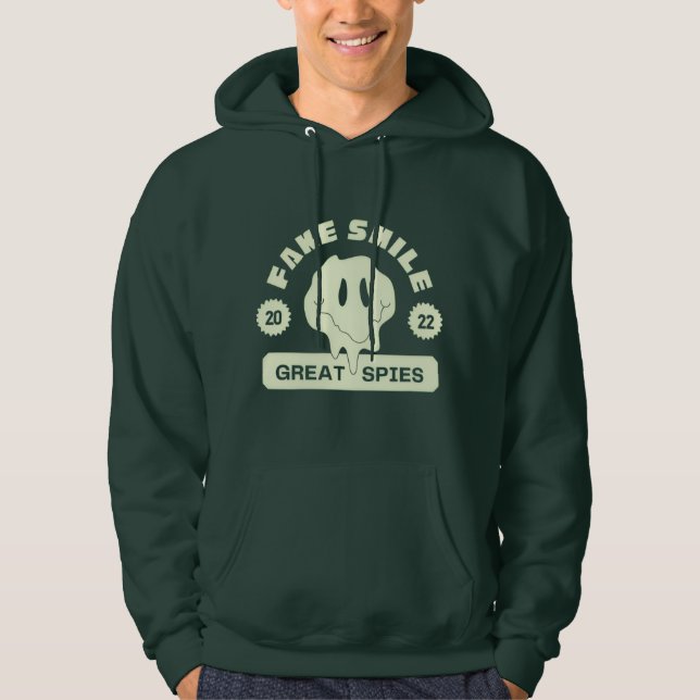 camisa de moletom com sorriso falso ótimos espiões (Frente)