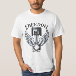 Camisa de moto antiga pistões asas liberdade