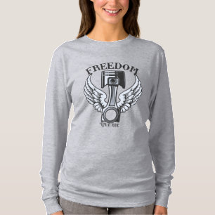 Camisa de moto vintage pistões asas liberdade