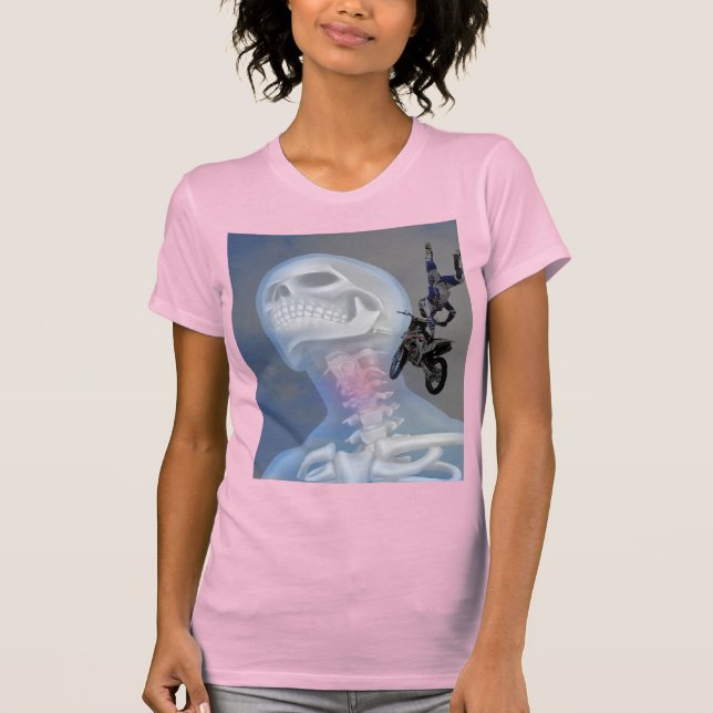 camisa de motocicleta do pescoço das mulheres (Frente)