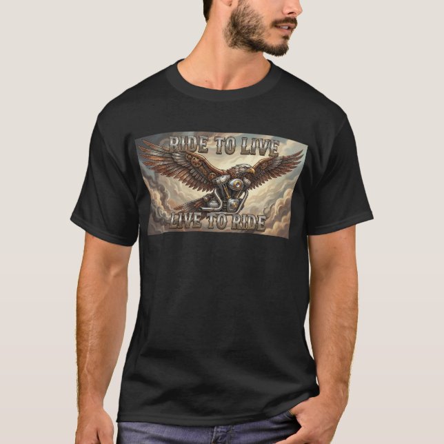 Camisa de Motoqueiro Steam Punk Eagle e V Twin Rid (Frente)