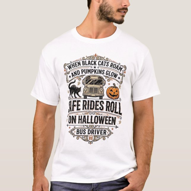Camisa de Motorista de Ônibus de Halloween Assusta (Frente)