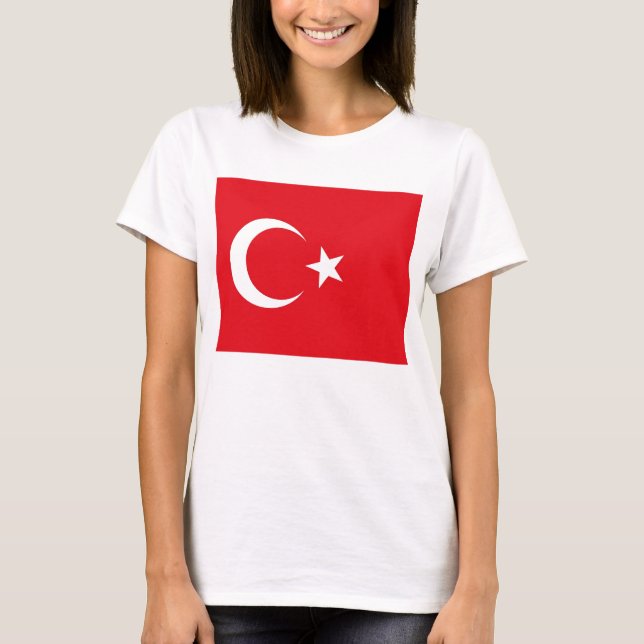 Camisa de mulher com bandeira da Turquia (Frente)