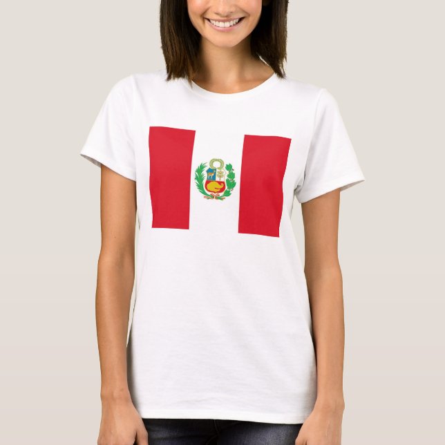 Camisa de mulher com bandeira do Peru (Frente)