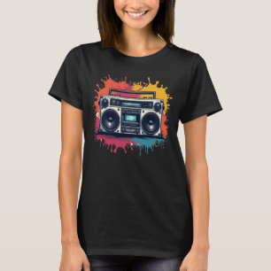 Camisa de Música Gráfica Retro Boombox dos anos 90