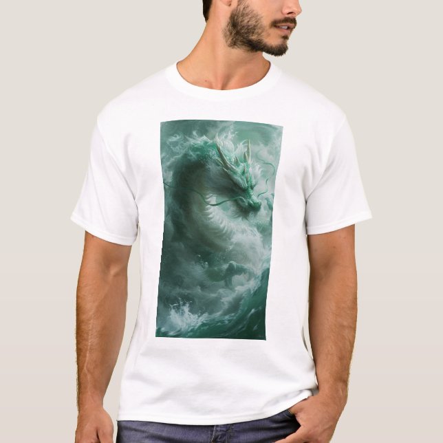 Camisa de Nadagem de Nadadores Magia Verde e Dragã (Frente)
