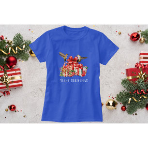 Camisa de Natal Blue Hummingbird com caixas para p