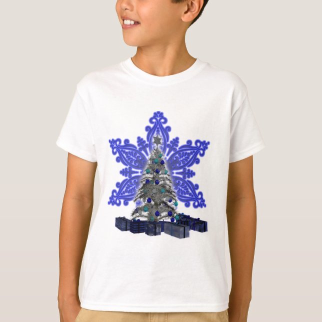 Camisa de Natal Blue Snowflake (Frente)