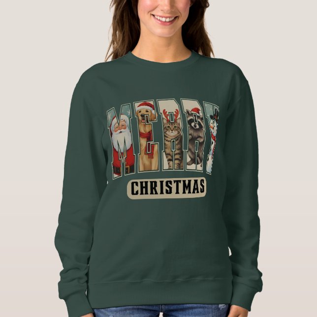 Camisa de Natal com Colagem de Personagens MERRY P (Frente)