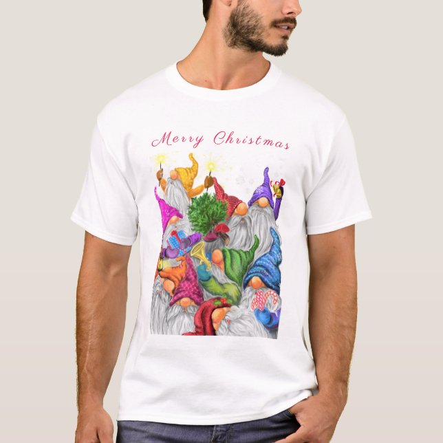 Camisa de Natal com festa dos gnomos (Frente)