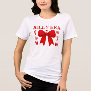 Camisa de Natal com Laço de Gingham Vermelho Jolly