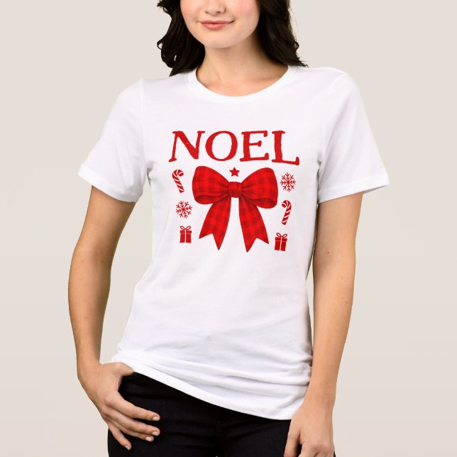 Camisa de Natal com Laço de Gingham Vermelho Noel (Frente)
