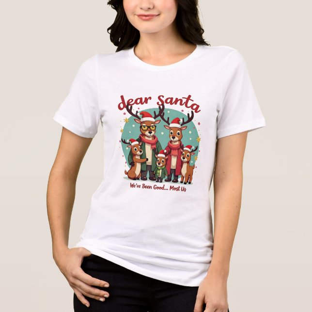 Camisa De Natal Da Família Engraçado Reindeer (Frente)