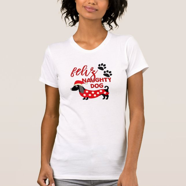Camisa de Natal Dachshund _ Feliz Doido Engraçado  (Frente)