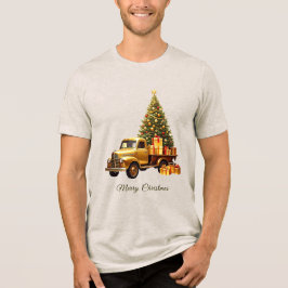 Camisa de Natal de Caminhão Dourada Feriado Mascul