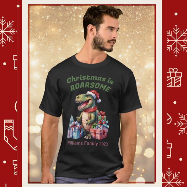Camisa de Natal de Dinossauro Engraçado para Homen (Criador carregado)