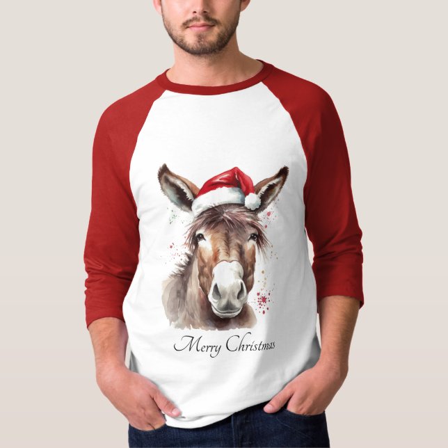 Camisa de Natal de Fazenda com Burro (Frente)