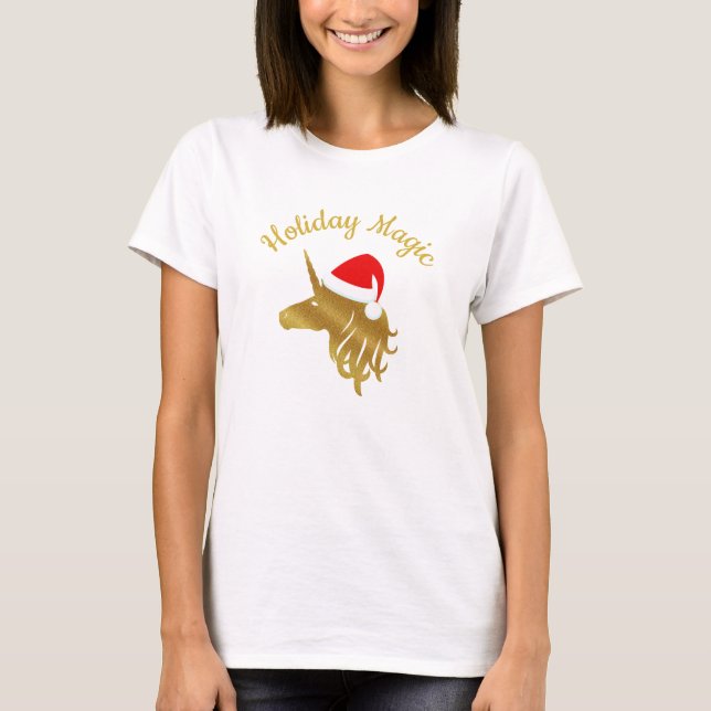 Camisa de Natal de Magic Unicorn Feriada (Frente)