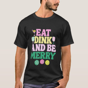 Camisa de Natal de Pickleball Rosa Preppy Coma Din
