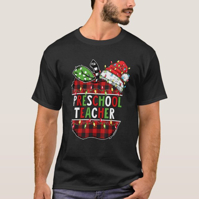 Camisa de Natal de Professora de Pré-Escola Maçã X (Frente)