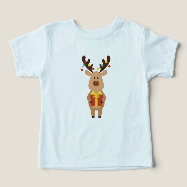 Camisa de Natal de Rena Fofa para Crianças (Design frontal)