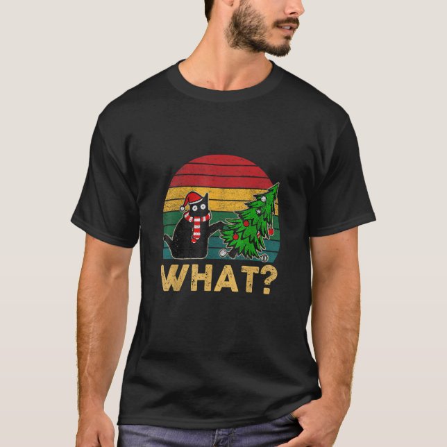 Camisa de Natal de Suéter Feio Engraçado Gato Malv (Frente)