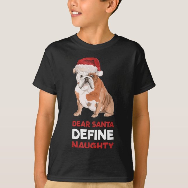Camisa de Natal do Buldogue Inglês - Prezados Papa (Frente)